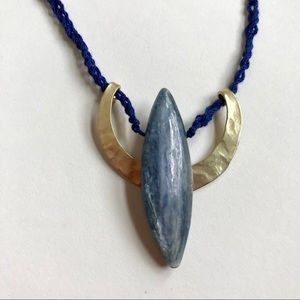 Handmade Kyanite and gold crescent necklace